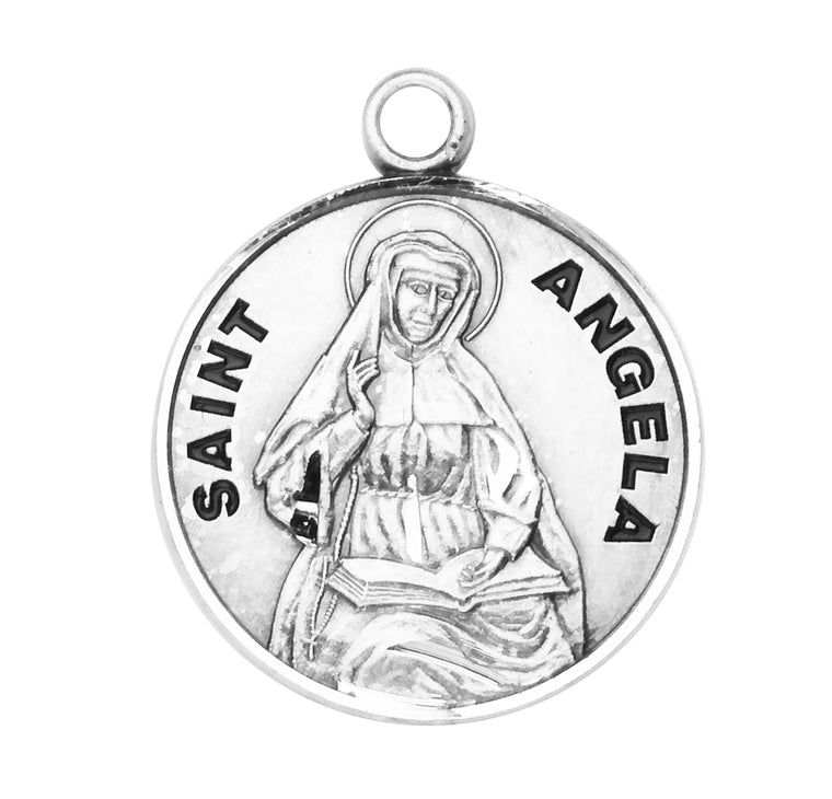 St Angela  Round Medal 18" Chain