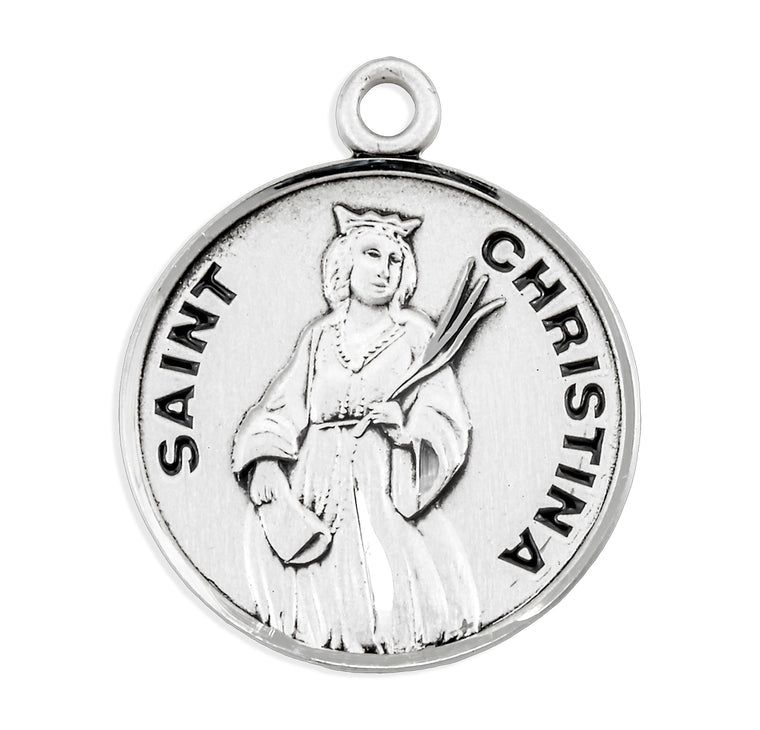 St Christina Round Medal 18" Chain