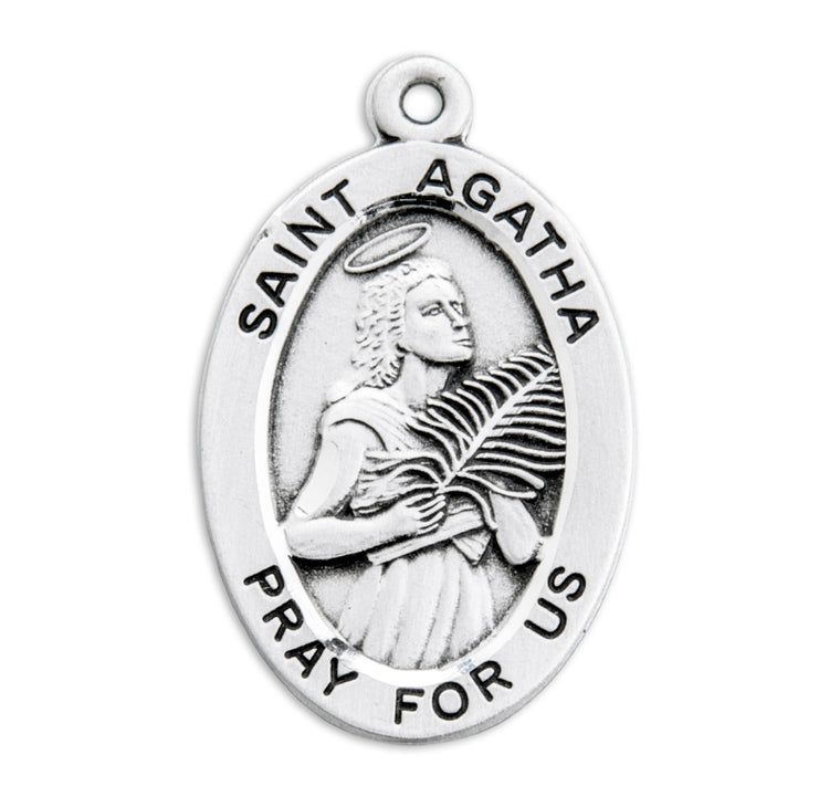 St Agatha Oval Medal 18" Chain