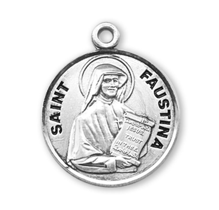 St Faustina Round Medal 18" Chain