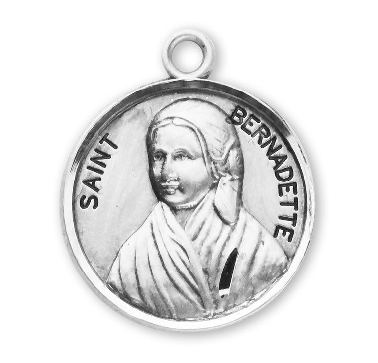 St Bernadette Round Medal 18" Chain