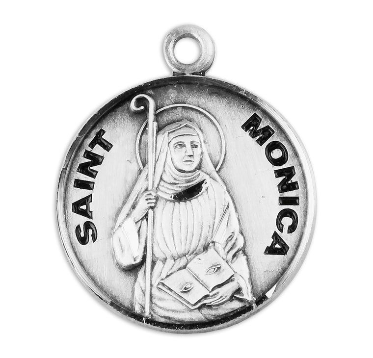 St Monica Round Medal 18" Chain