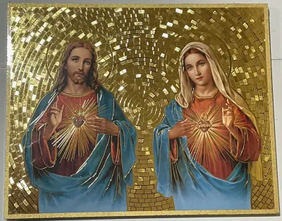 8X10 Gold Mosaic 2 Hearts Plq