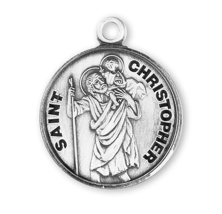 St Christopher Round Medal 20" Chain