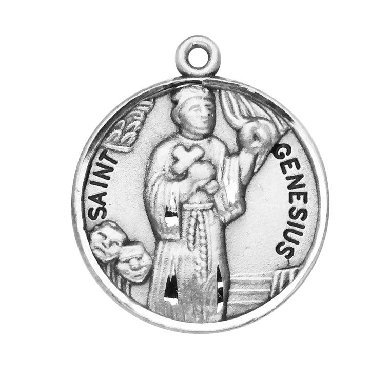 St Genesius Round Medal 20" Chain