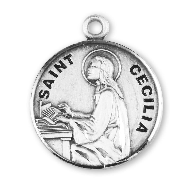 St Cecilia Round Medal 18" Chain