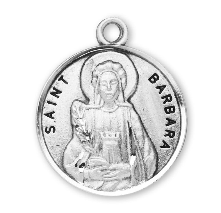 St Barbara Round Medal 18" Chain