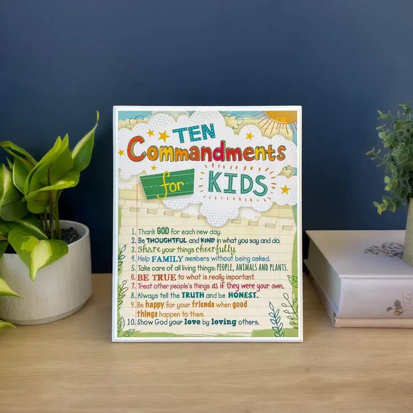 Ten Commandments for Kids Plq