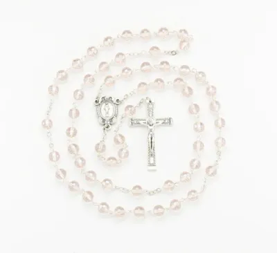 8mm Pink Crystal Rosary