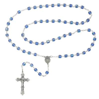Blue Ab Capped Rosary 7mm