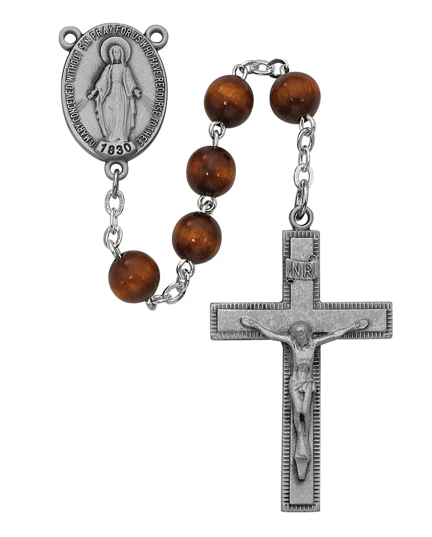 Brown Wood Rosary 7mm