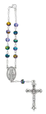 Multi Color Purple Auto Rosary