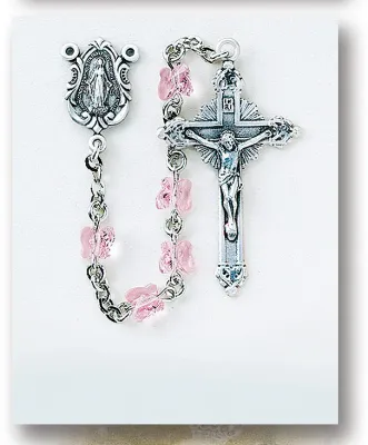 SS Swarovski Pink Bfly Rosary