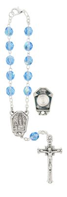 Blue Lourdes Auto Rosary/Card