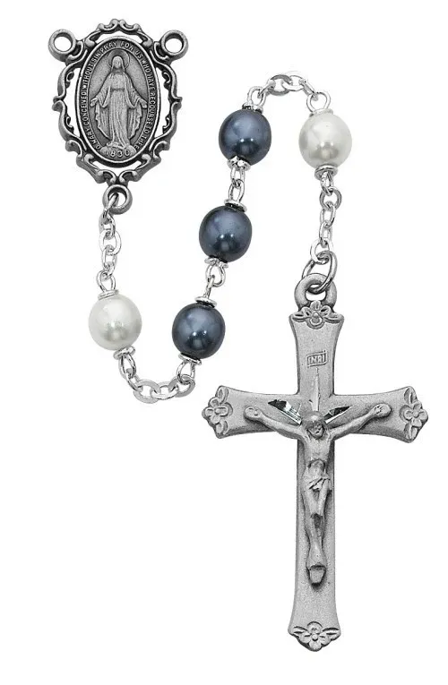 Blue And White Pearl Rosary 7m