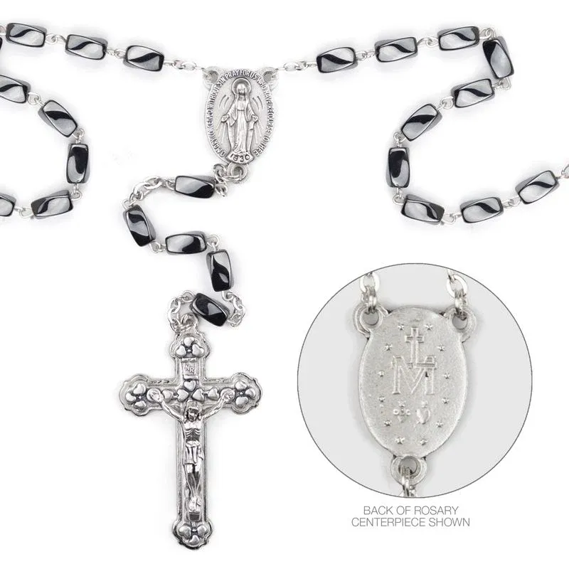 Hematite Oval Faceted Rosary
