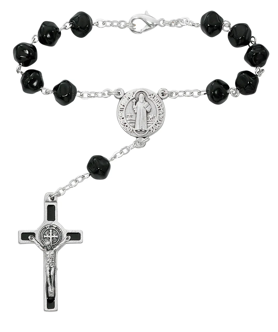St Benedict Auto Rosary Black