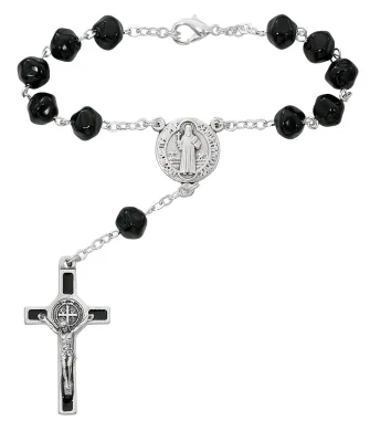 St Benedict Auto Rosary Black