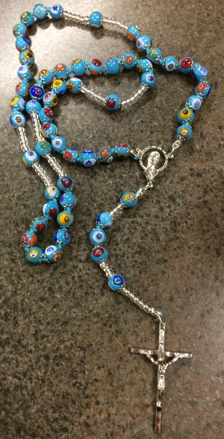 Turquoise Murano Knot Rosary