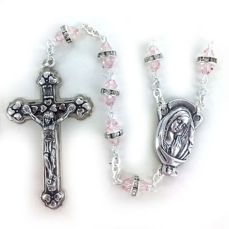 Pink Crystal Stripe Rosary