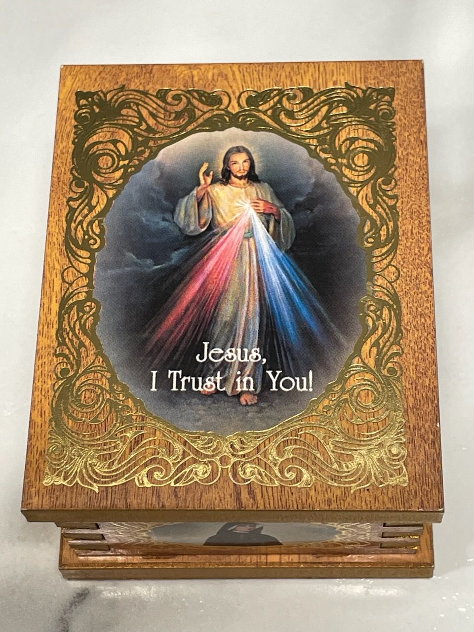 Natural Wood Divine Mercy Box