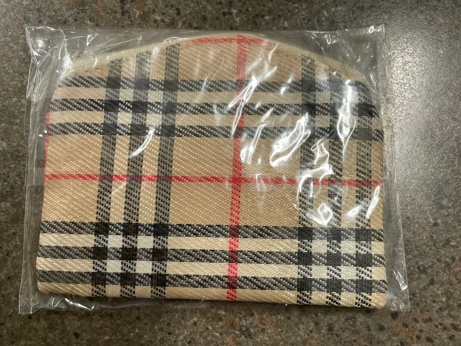 Tan Plaid Rosary Case