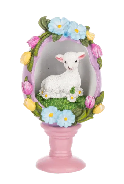 Egg Figurine On Pedestal Lamb