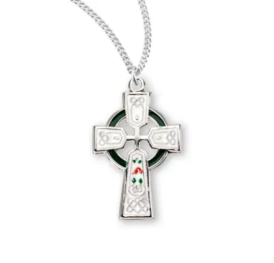 SS Celtic Cross with Flowers 18"