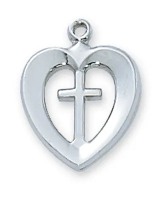 SS Heart Cross 16/18"