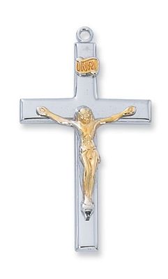 SS 2 Tone Crucifix 24" Ch &amp; Bx