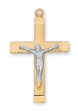 G/S Tutone Crucifix 18" Chain