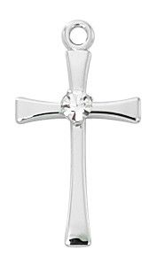 SS Flare Cross With Cz 16-18"