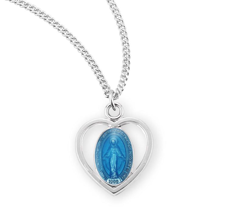 SS Pierced Heart Tiny Blue 16