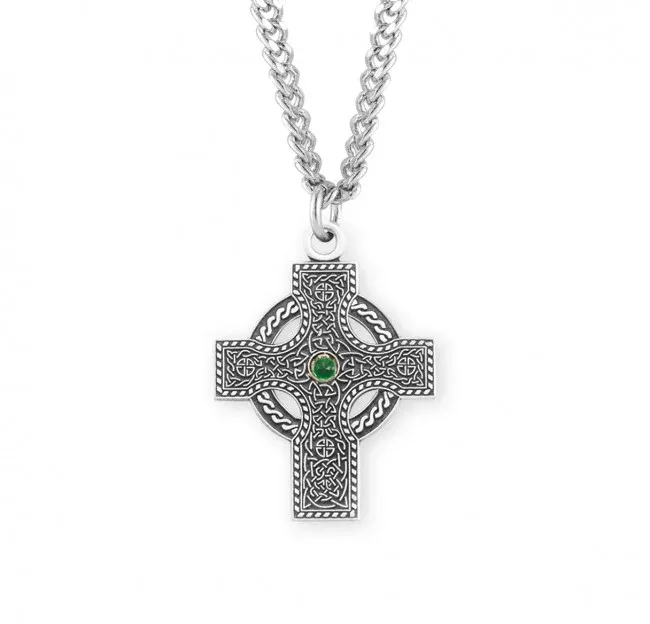 SS Iona Celtic Irish Emerald Cross 24"