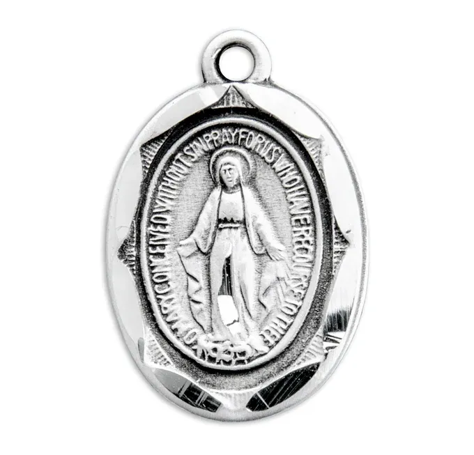 SS Oval Etched Miraculous 18"
