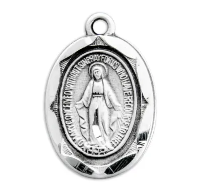 SS Oval Etched Miraculous 18"