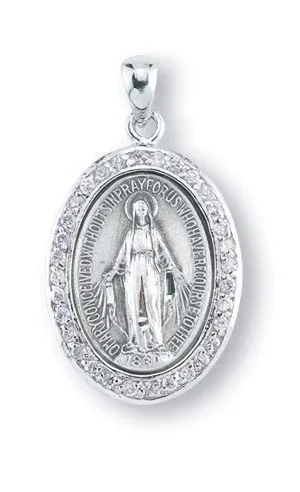 SS Oval Mirac Medal Cz 18" Ch