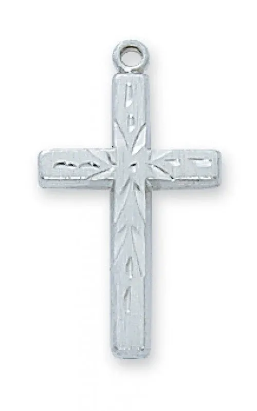SS Engraved Cross 18" Ch/Bx