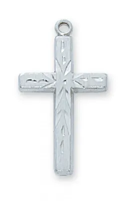 SS Engraved Cross 18" Ch/Bx