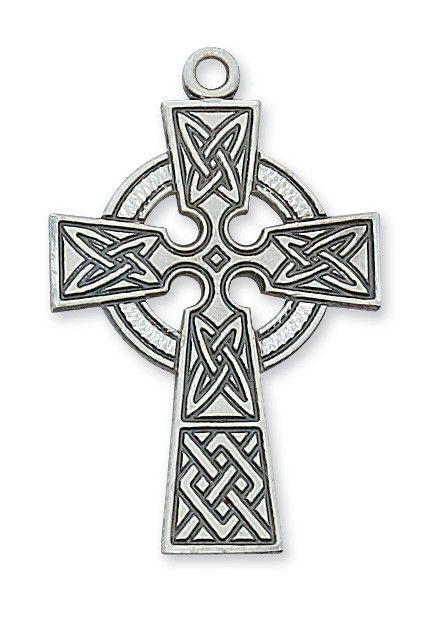 SS Celtic Cross Lg W/24"Ch/Bx
