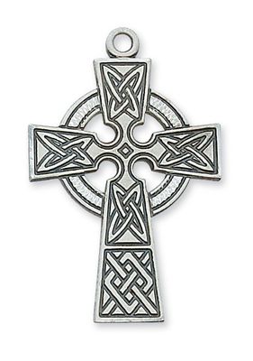 SS Celtic Cross Lg W/24"Ch/Bx