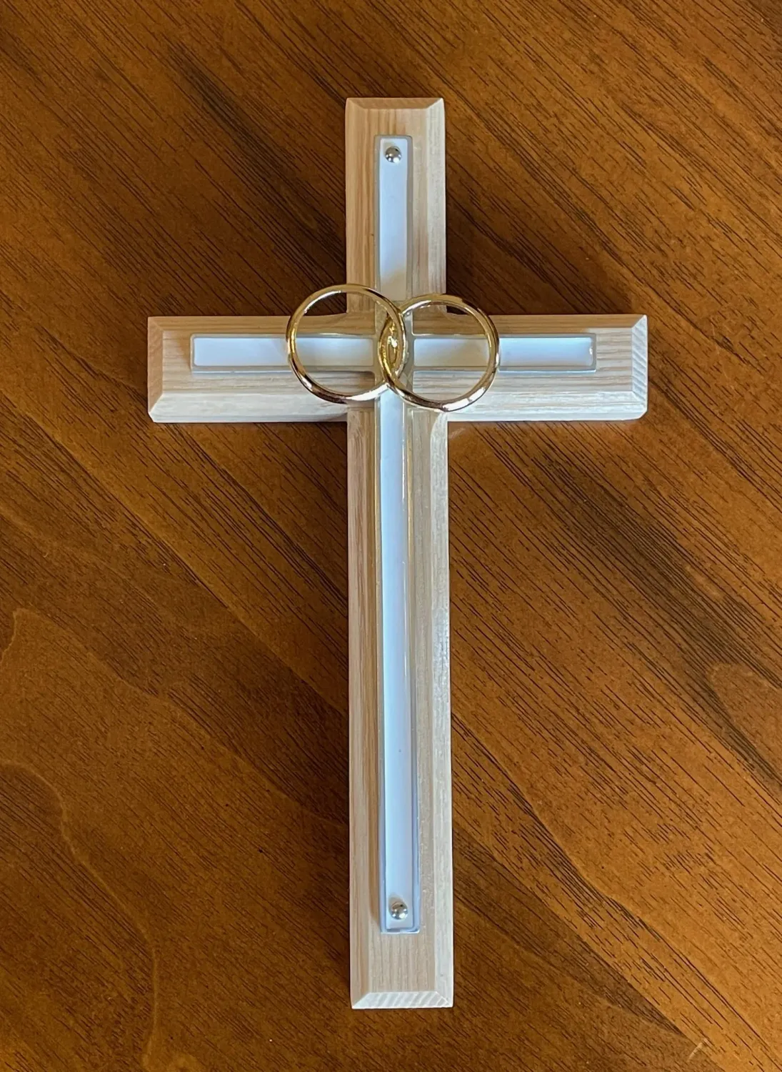 6.75" Oak/ White Wedding Cross