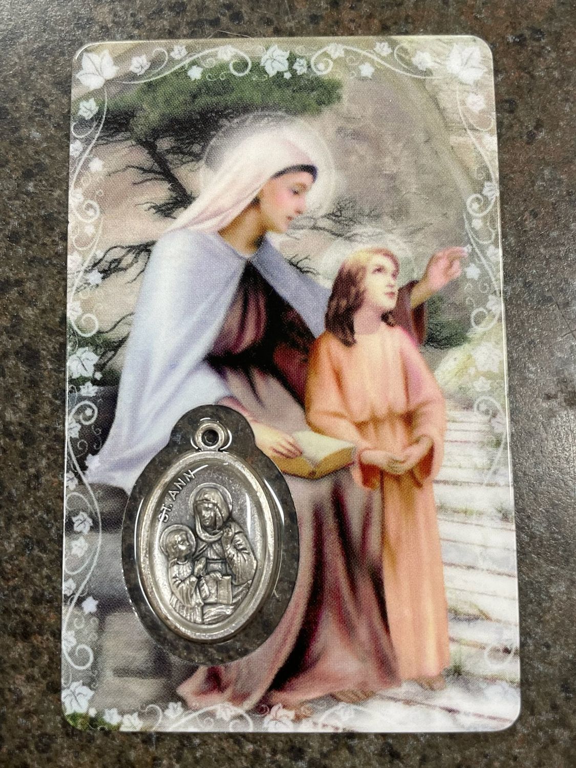 St Anne Prayer Card W/Medal
