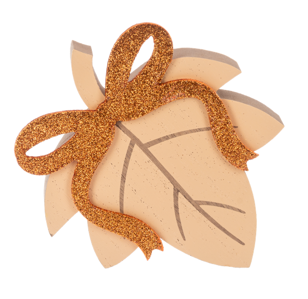 Leaf With Bow, Color: Light Brown
