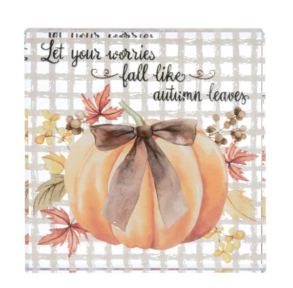 Glass Block Autumn Leaves
