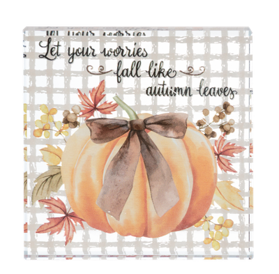 Glass Block Autumn Leaves