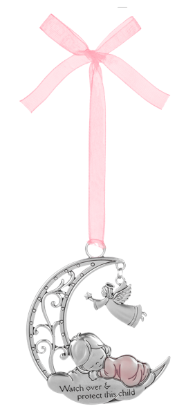 Guardian Angel Crib Ornament Pink