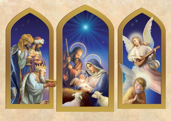 15Ct Nativity Triptych Boxed Cards