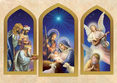 15Ct Nativity Triptych Boxed Cards