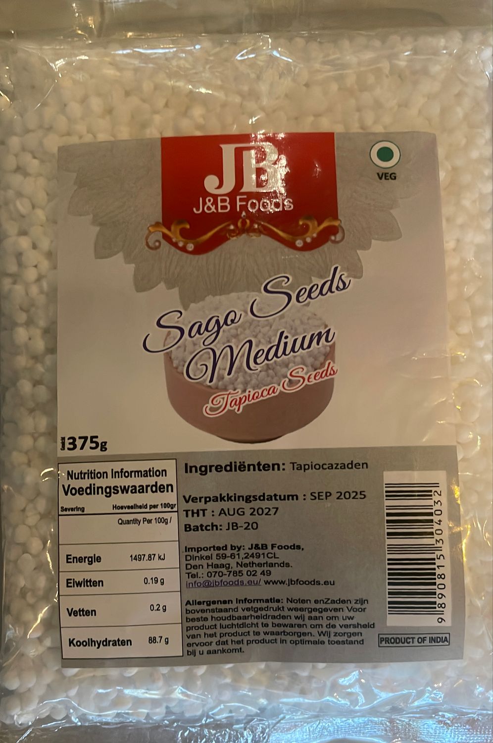 J&amp;B Sago Seeds Medium 375g